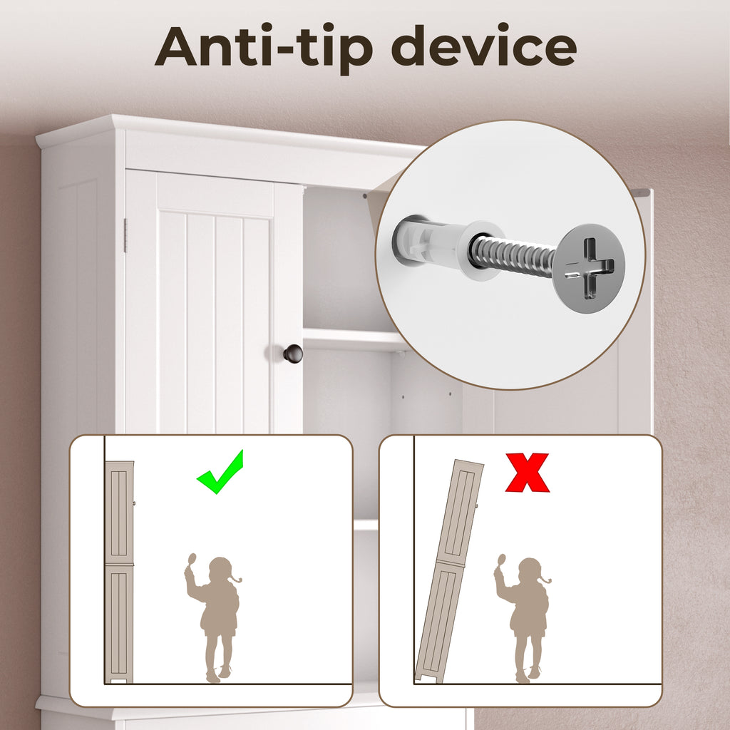 Bealife AP12 Badezimmerschrank，Badezimmer Hochschrank， Badregal Toilettenschrank mit Ablagen,Badmöbel