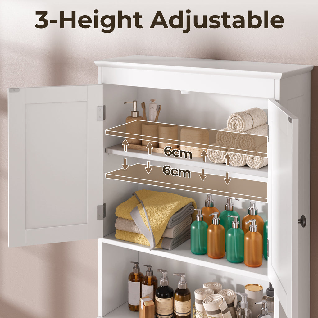 Bealife AP12 Badezimmerschrank，Badezimmer Hochschrank， Badregal Toilettenschrank mit Ablagen,Badmöbel