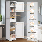 Bealife AP13 Badezimmerschrank schmal 170 cm – Höhenverstellbare Regale und Kippsicherung