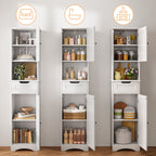 Bealife AP13 Badezimmerschrank schmal 170 cm – Höhenverstellbare Regale und Kippsicherung