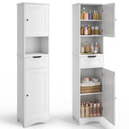 Bealife AP13 Badezimmerschrank schmal 170 cm – Höhenverstellbare Regale und Kippsicherung