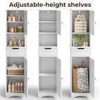 Bealife AP13 Badezimmerschrank schmal 170 cm – Höhenverstellbare Regale und Kippsicherung