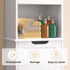 Bealife AP13 Badezimmerschrank schmal 170 cm – Höhenverstellbare Regale und Kippsicherung