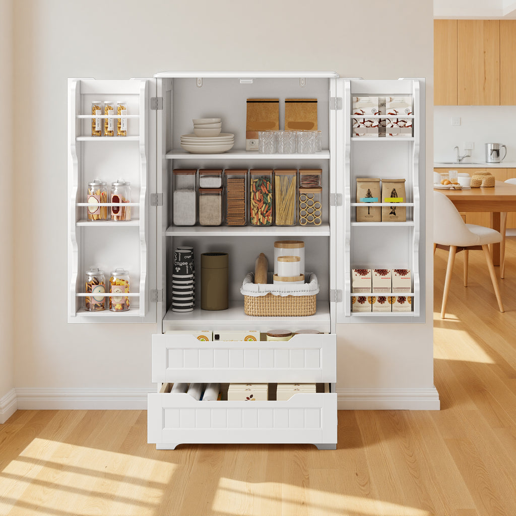 Bealife AP28 Sideboard hoher Küchenschrank mit 2 Schubladen und 2 Türen, auch als Vorratsschrank