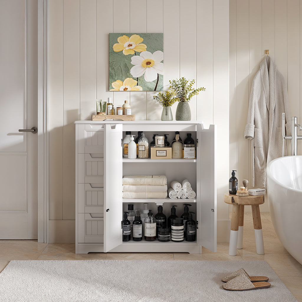 Bealife AP67 Badezimmerschrank 4 Schubladen und 2 Türen Höhenverstellbar