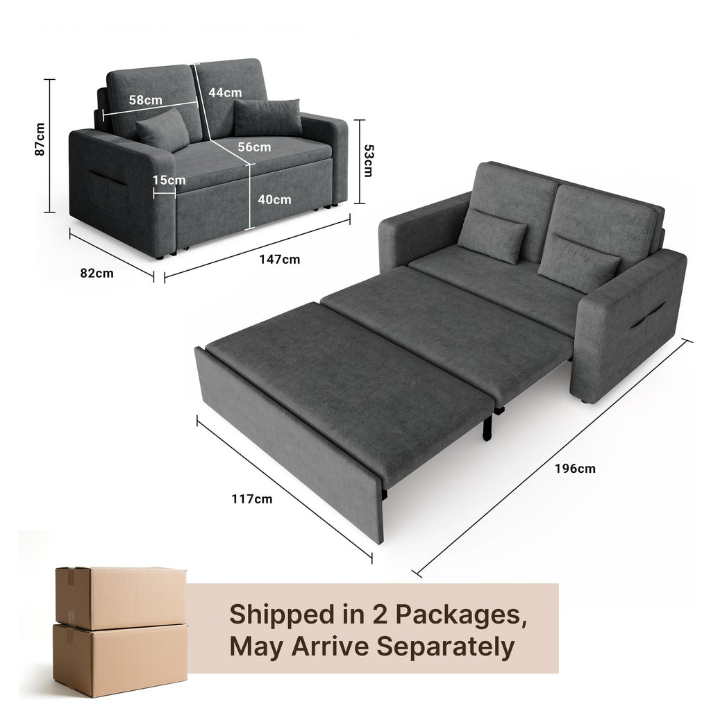 Bealife AR28 Sofa mit Schlaffunktion 147x82 cm -Ausziehbett - Chenillestoff