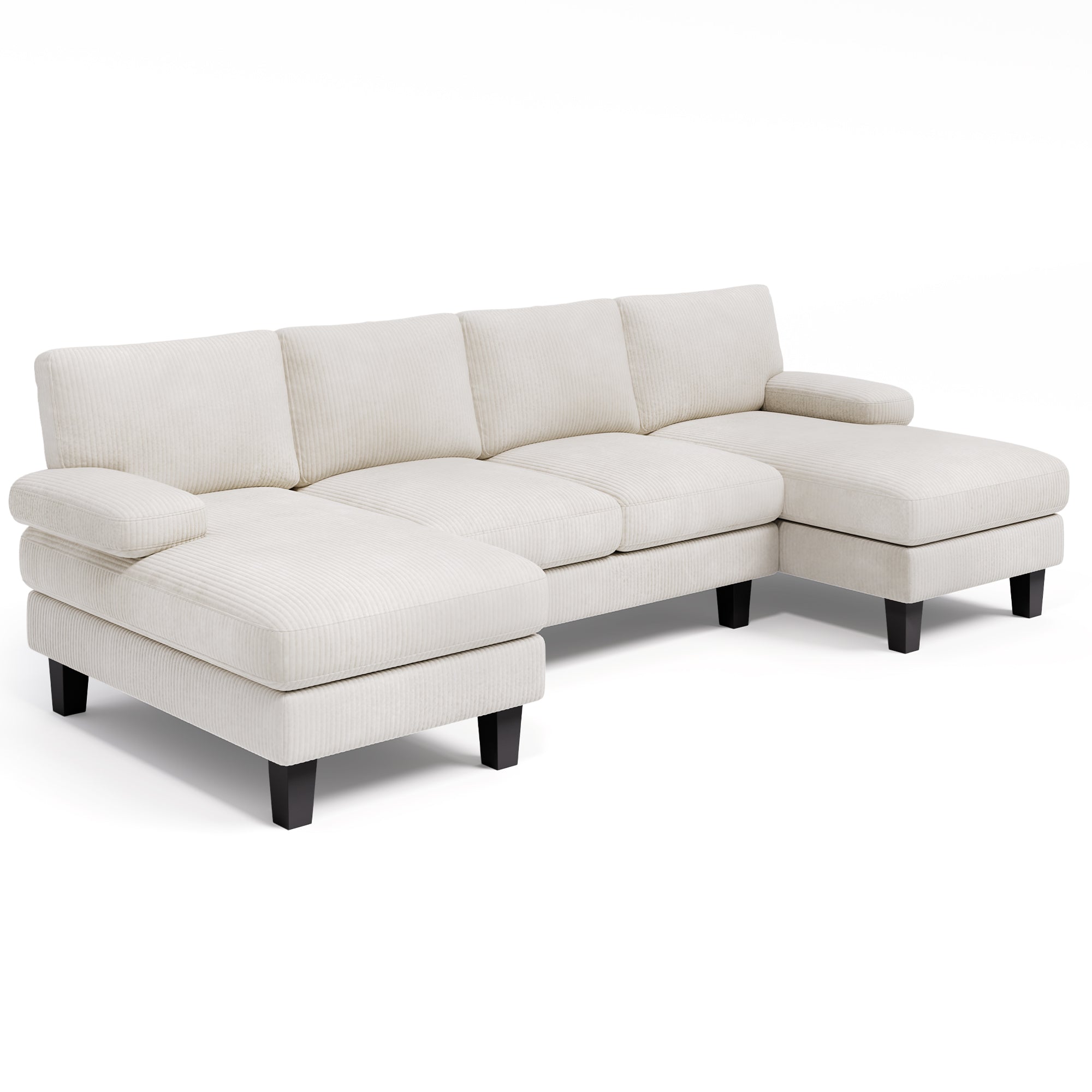 BEALIFE AR103 U-förmiges Sofa mit Schlaffunktion, 4-Sitzer mit Armlehnen für Wohnzimmer