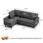 Bealife AR104 Ecksofa mit Schlaffunktion, 3-Sitzer L-Form Sofa mit Rückenlehne für Wohnzimmer