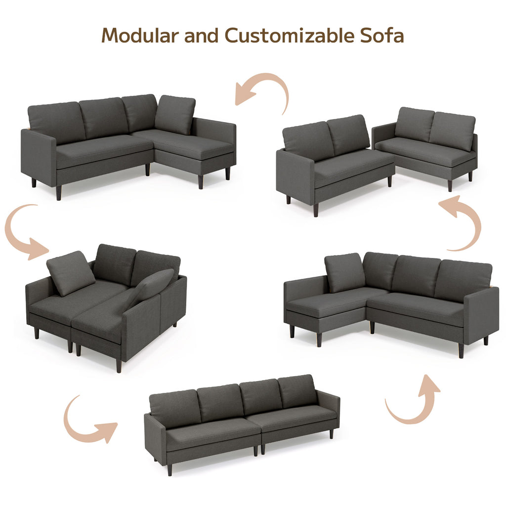 Bealife AR104 Ecksofa mit Schlaffunktion, 3-Sitzer L-Form Sofa mit Rückenlehne für Wohnzimmer