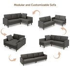 Bealife AR104 Ecksofa mit Schlaffunktion, 3-Sitzer L-Form Sofa mit Rückenlehne für Wohnzimmer