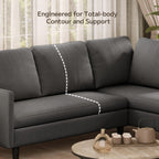 Bealife AR104 Ecksofa mit Schlaffunktion, 3-Sitzer L-Form Sofa mit Rückenlehne für Wohnzimmer