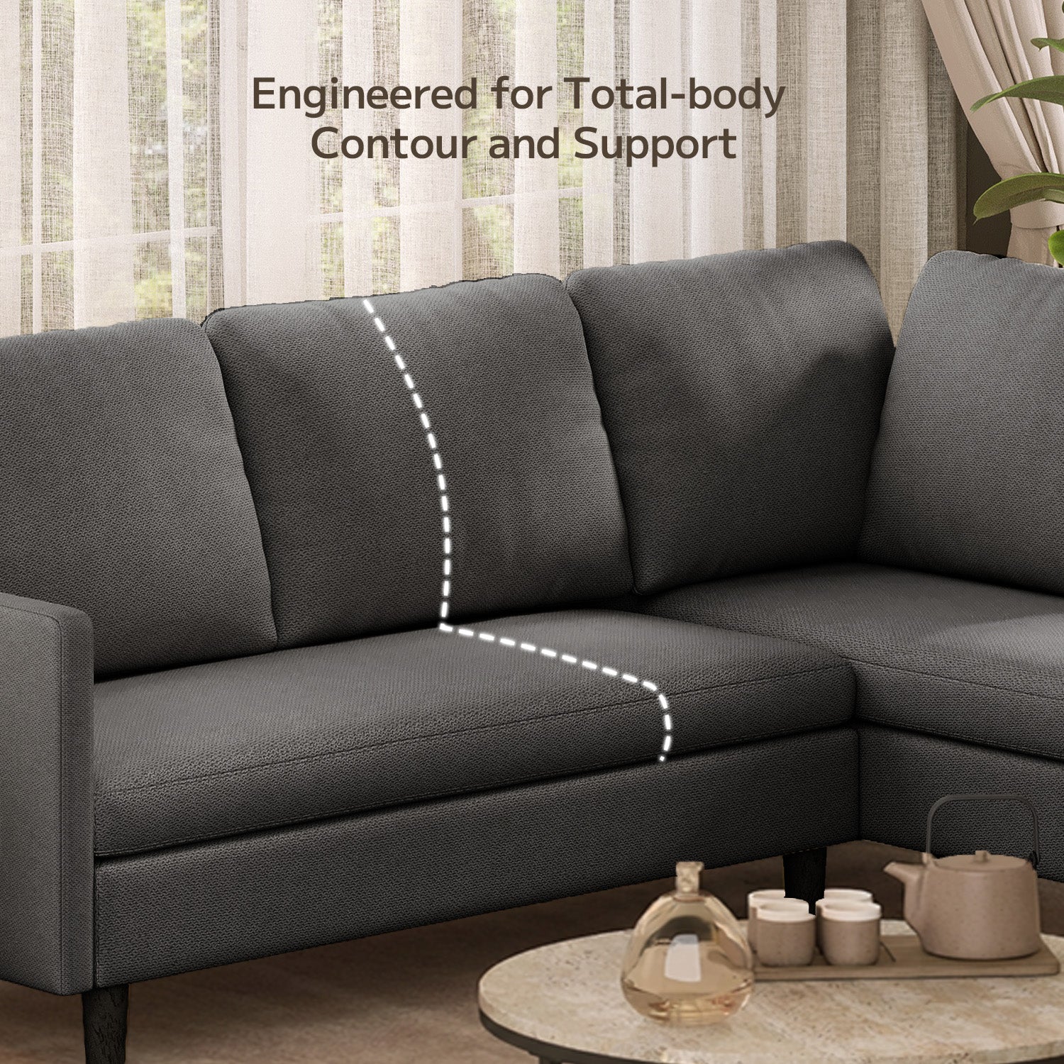 Bealife AR104 Ecksofa mit Schlaffunktion, 3-Sitzer mit Rückenlehne für Wohnzimmer