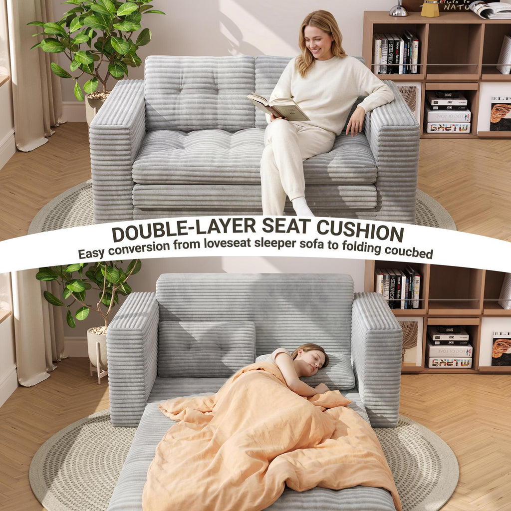 Bealife AR39 Schlafsofas Konvertierbar mit schlaffunktion, Cord Sofa 150cm with Backrest für kleine räume