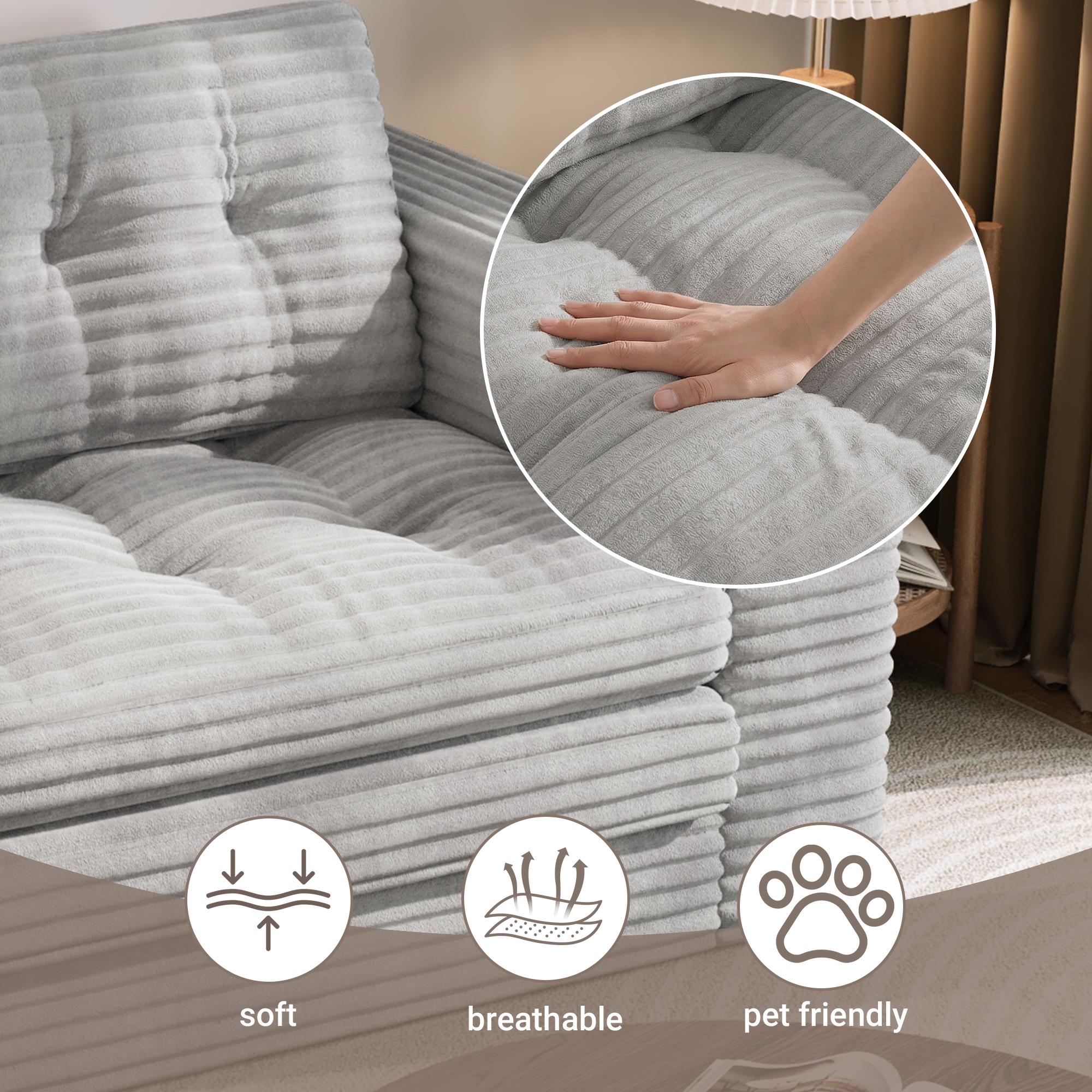 Bealife AR39 Schlafsofas Konvertierbar mit schlaffunktion, Cord Sofa 150cm with Backrest für kleine räume