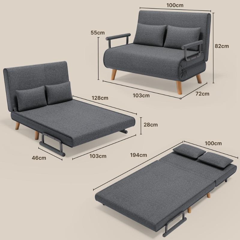 Bealife AR51 Doppel Klappsofa 6-stufig verstellbares , 2-in-1 mit Doppelkissen