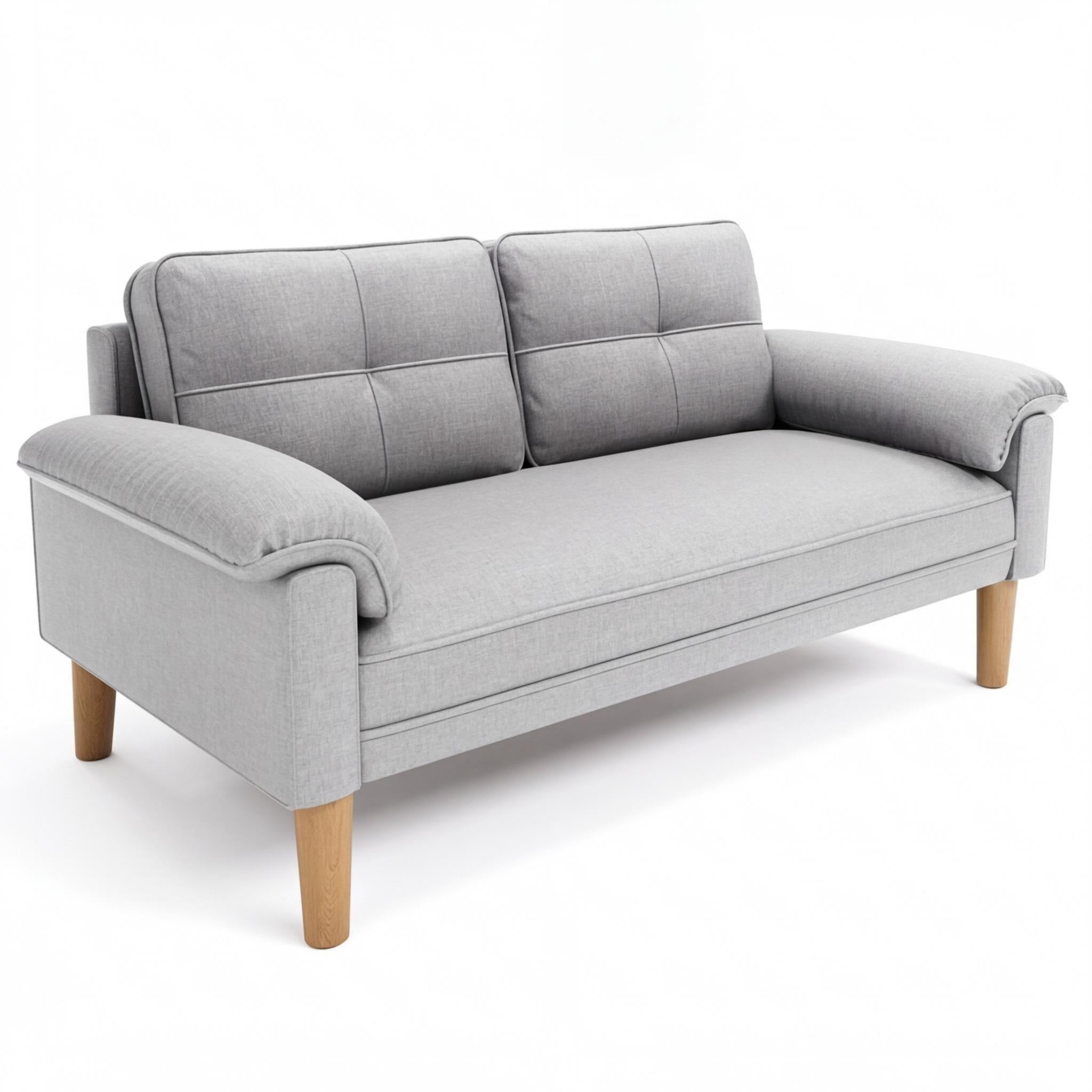 Bealife AR71 Sofa 2-Sitzer Grau Mit Seitentaschen, Hautschonender Stoff & Stabile Konstruktion