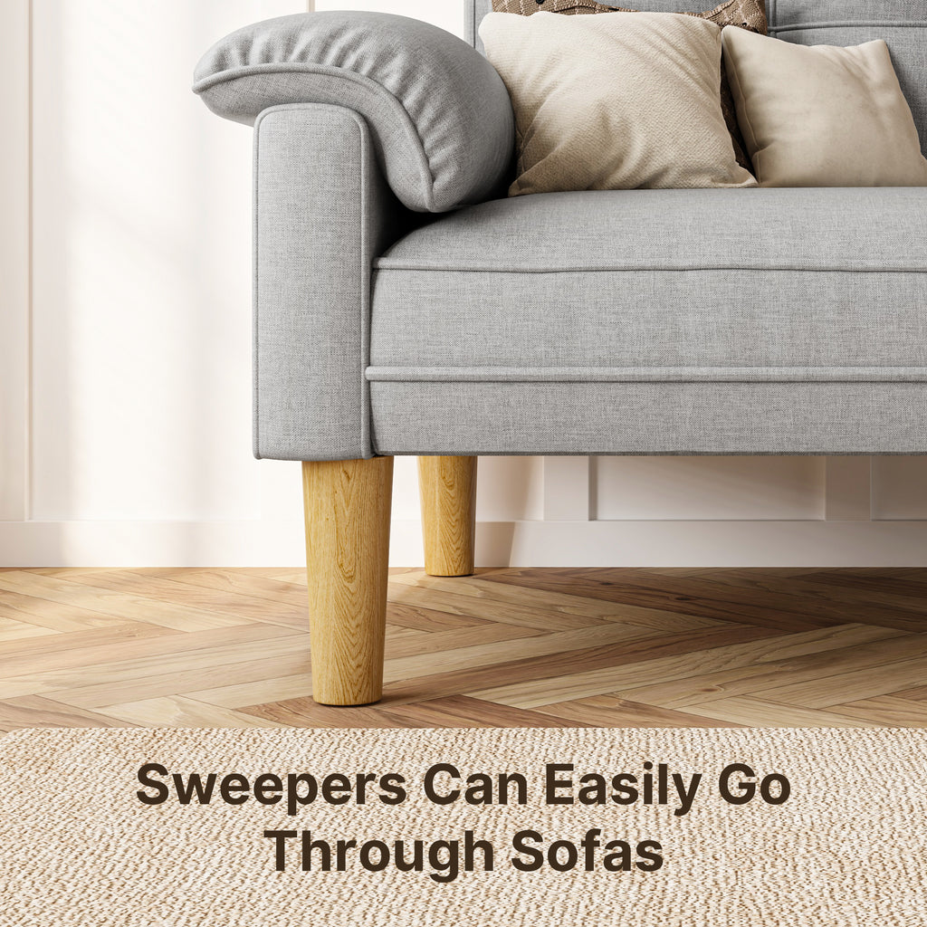Bealife AR71 Sofa 2-Sitzer Grau Mit Seitentaschen, Hautschonender Stoff & Stabile Konstruktion