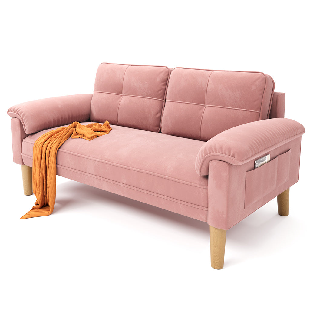 Bealife AR71 Sofa 2-Sitzer Grau Mit Seitentaschen, Hautschonender Stoff & Stabile Konstruktion