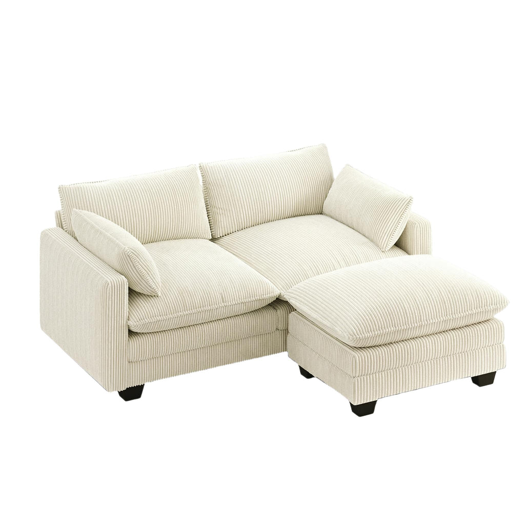 Bealife AR88 Modular Corner Sofa Space-Saving, 2-Seater Cord Small Sofa with Ottoman
