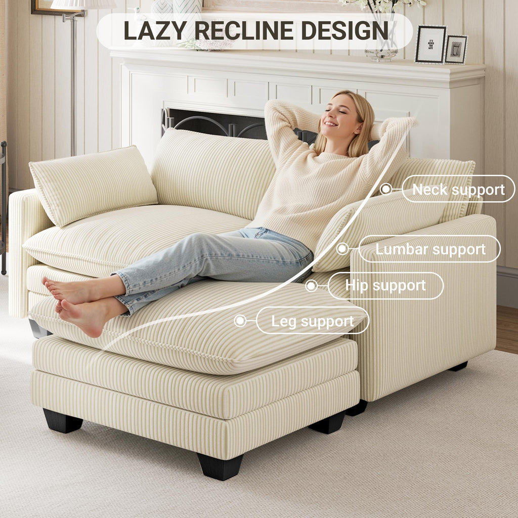 Bealife AR88 Modulares ecksofa platzsparend, 2-Sitzer cord kleines sofa mit Ottomane