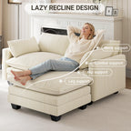 Bealife AR88 Modulares ecksofa platzsparend, 2-Sitzer cord kleines sofa mit Ottomane