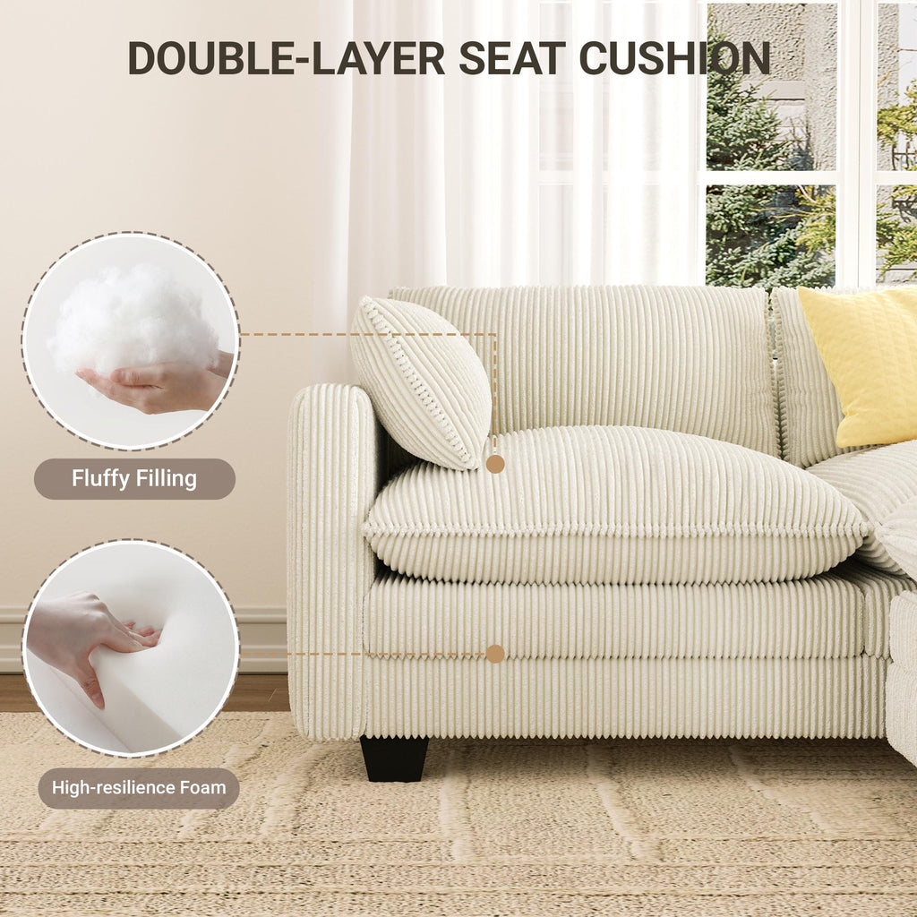 Bealife AR88 Modulares ecksofa platzsparend, 2-Sitzer cord kleines sofa mit Ottomane