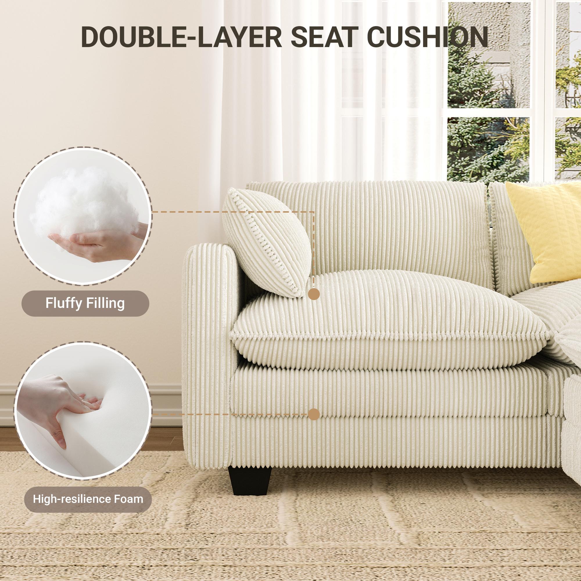Bealife AR88 Modulares ecksofa platzsparend, 2-Sitzer cord kleines sofa mit Ottomane