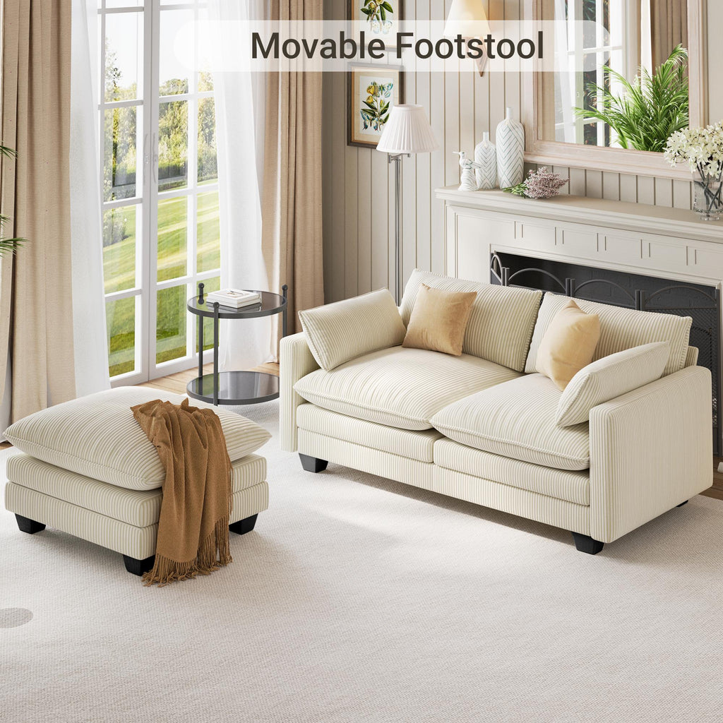 Bealife AR88 Modulares ecksofa platzsparend, 2-Sitzer cord kleines sofa mit Ottomane