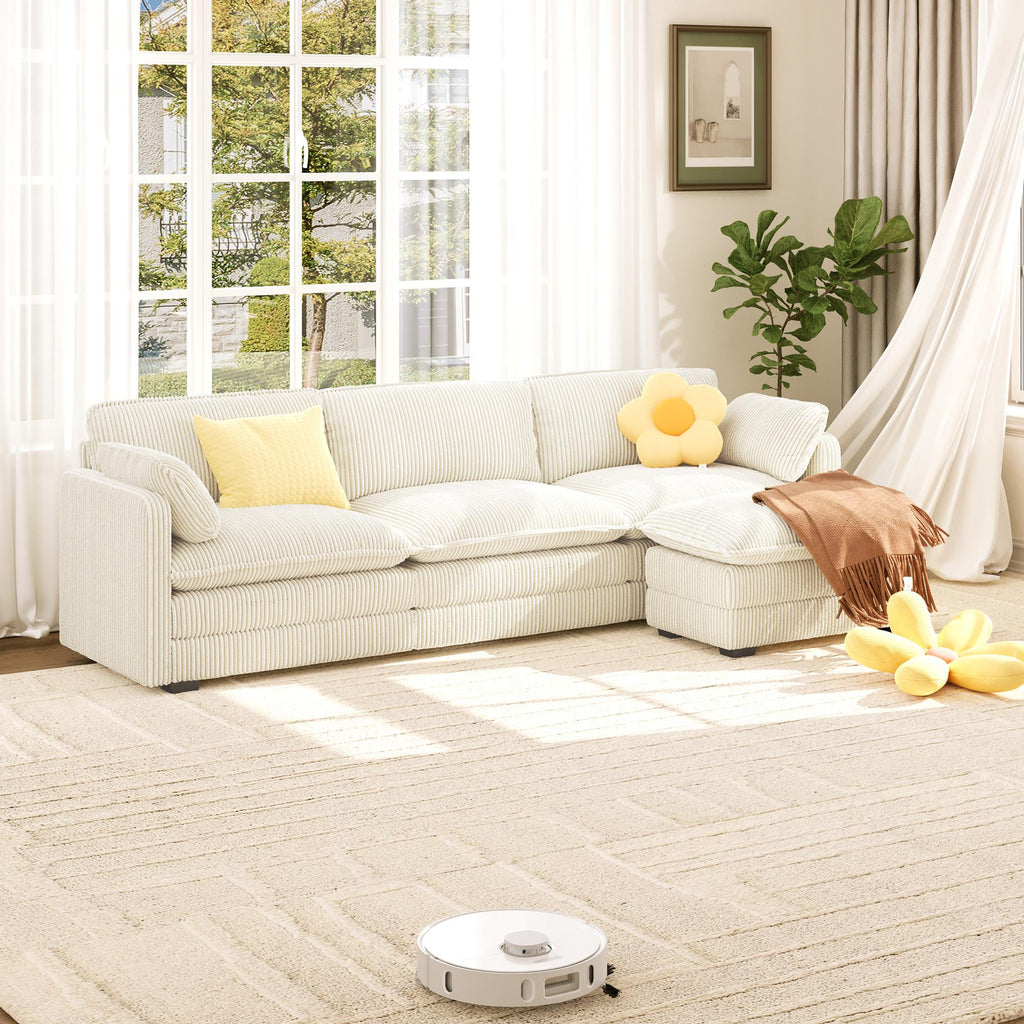 Bealife AR88 Modulares ecksofa platzsparend, 2-Sitzer cord kleines sofa mit Ottomane