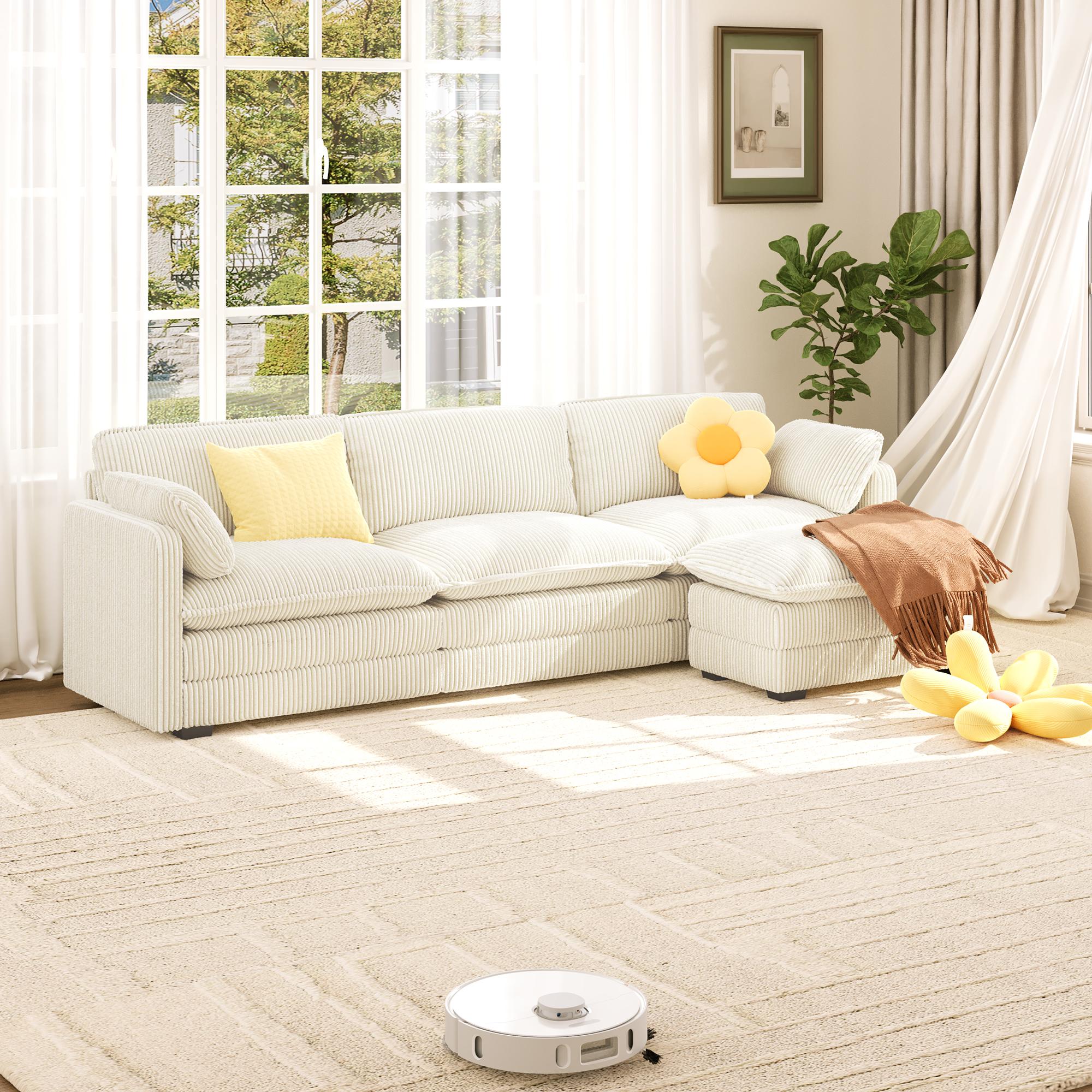 Bealife AR88 Modulares ecksofa platzsparend, 2-Sitzer cord kleines sofa mit Ottomane
