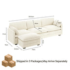Bealife AR88 Modulares ecksofa platzsparend, 2-Sitzer cord kleines sofa mit Ottomane