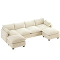 Bealife AR89 U-förmiges Ecksofa, Modulares 4 -Sitzer Sofa Cord mit 2 Ottomane Für großzügige Wohnzimmer|  320x76x91 cm