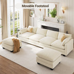 Bealife AR89 U-förmiges Ecksofa, Modulares 4 -Sitzer Sofa Cord mit 2 Ottomane Für großzügige Wohnzimmer|  320x76x91 cm