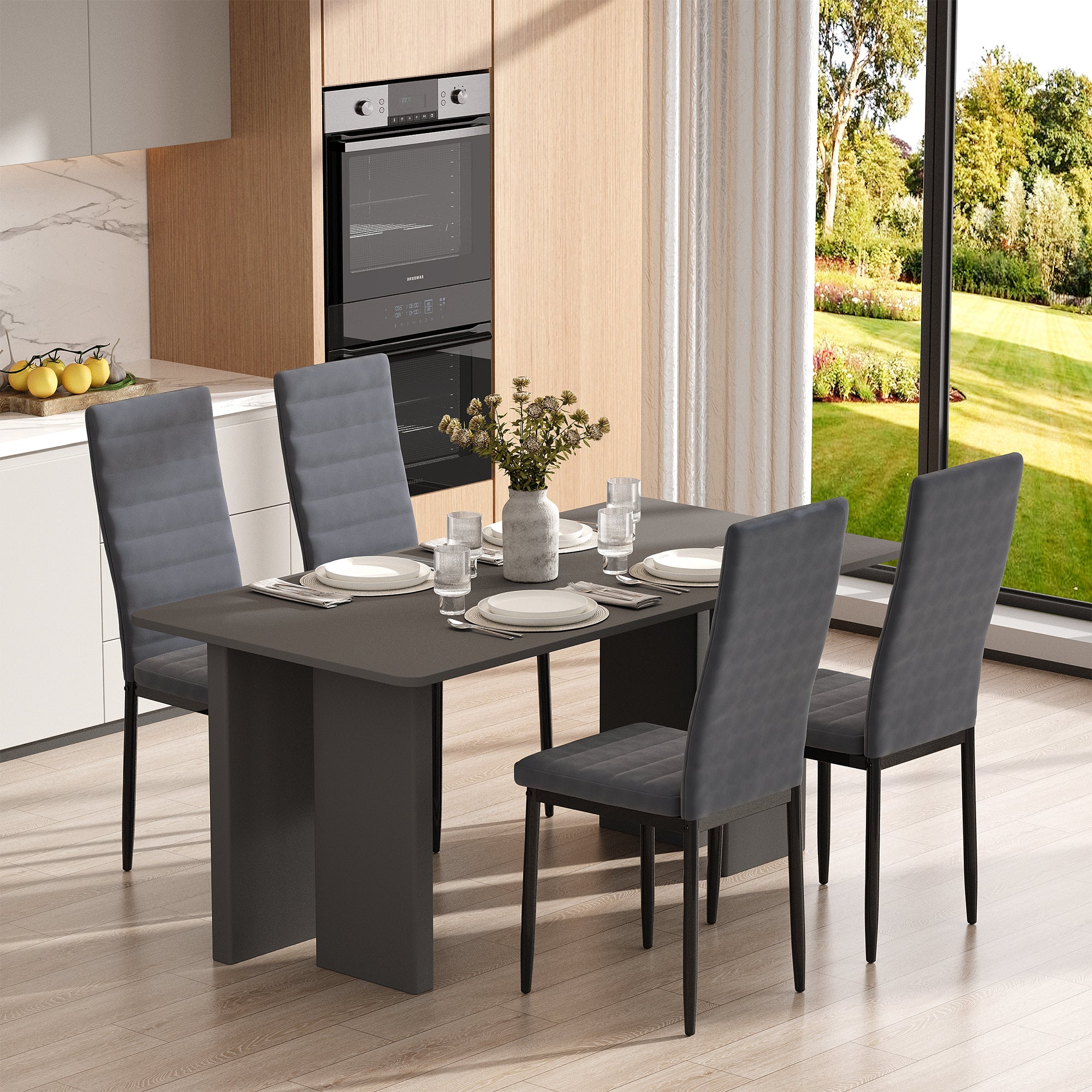 Bealife TB40 Wildleder Esszimmer Stühle 4er Set, mit einer ergonomischen hohen Rückenlehne