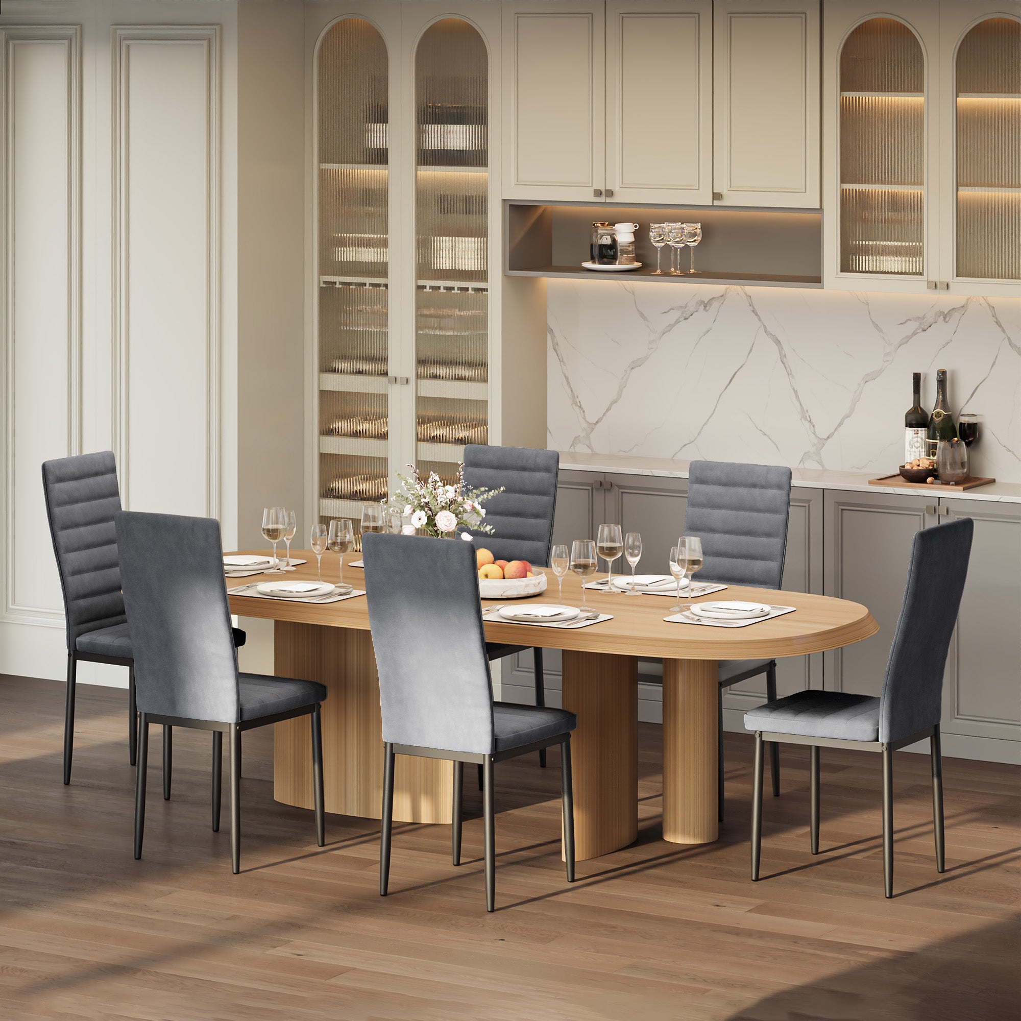 Bealife TB41 Esszimmer Stühle 6er Set aus Wildleder, mit hoher Rückenlehne & ergonomischem Design