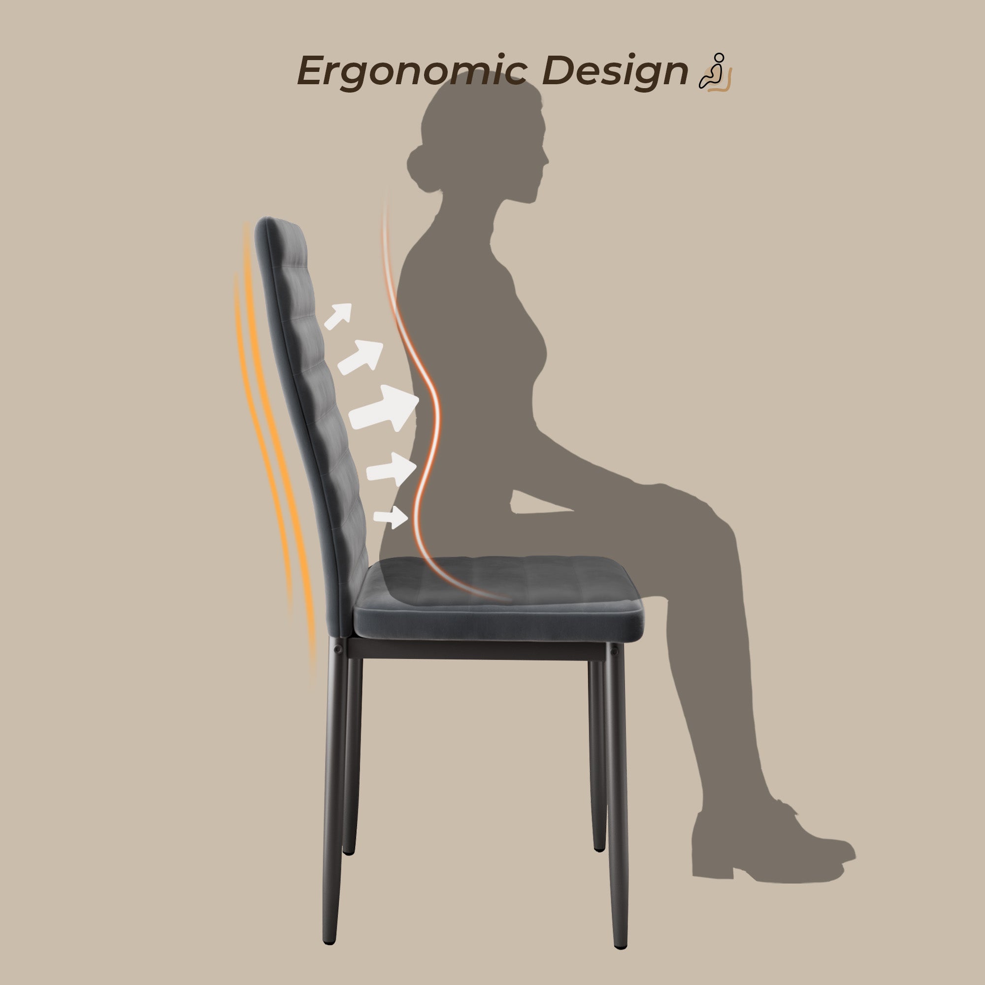 Bealife TB41 Esszimmer Stühle 6er Set aus Wildleder, mit hoher Rückenlehne & ergonomischem Design