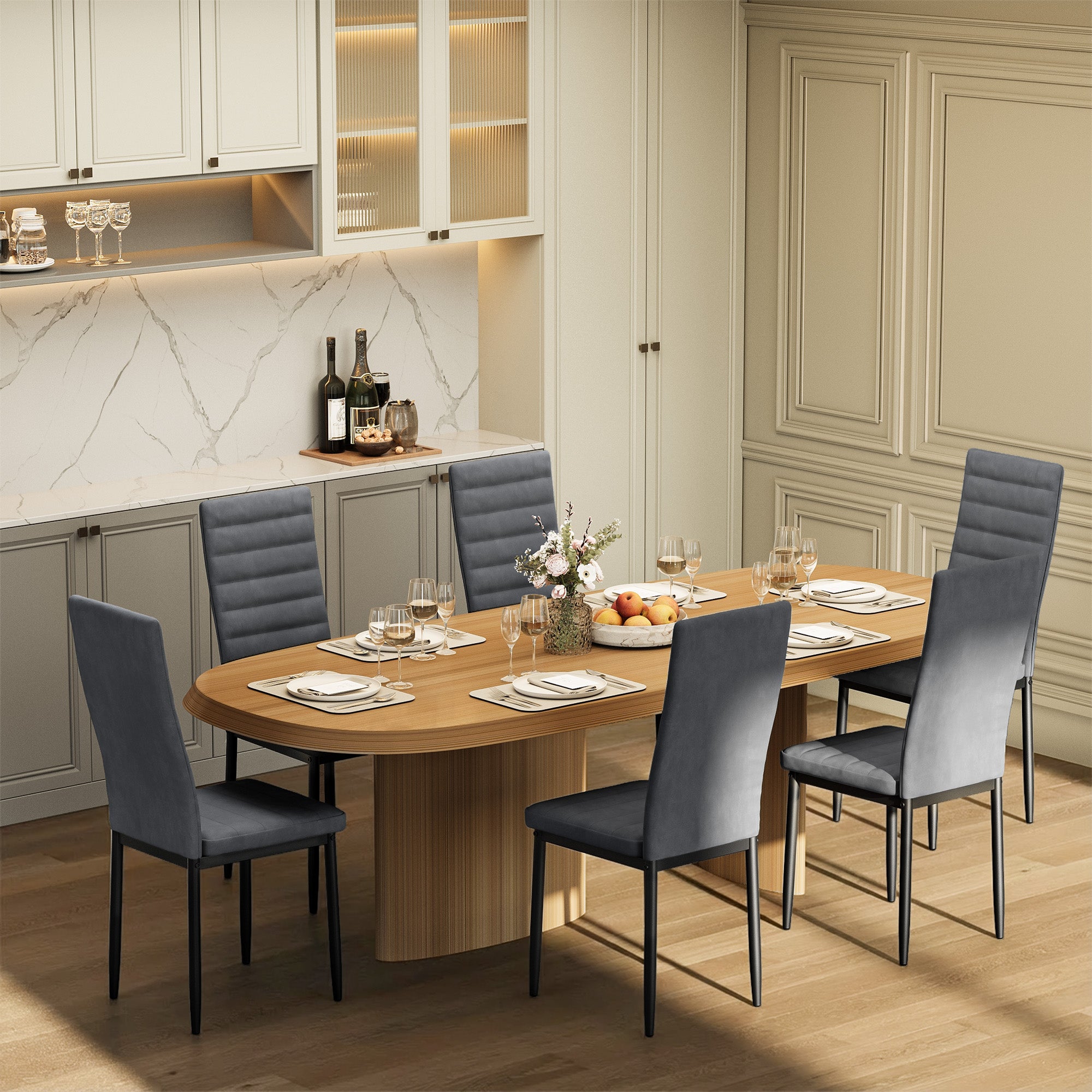 Bealife TB41 Esszimmer Stühle 6er Set aus Wildleder, mit hoher Rückenlehne & ergonomischem Design