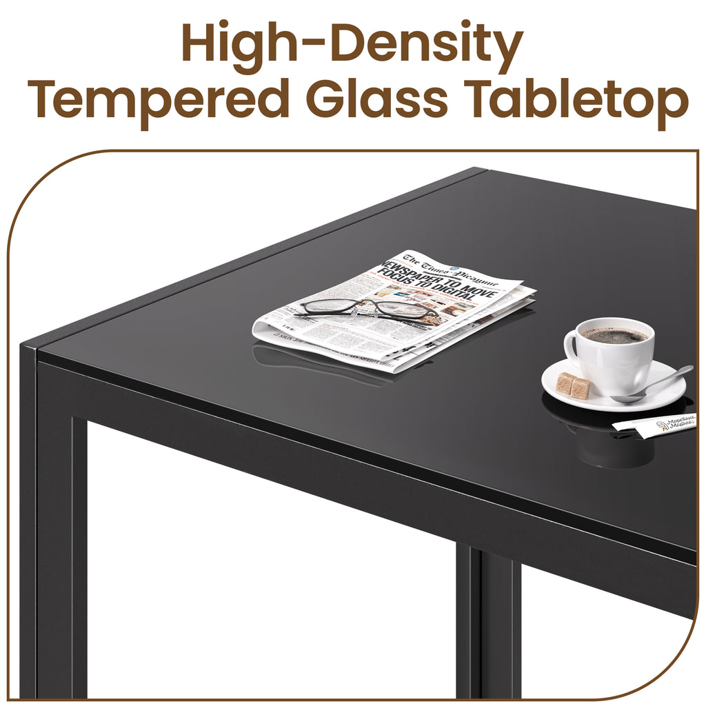 Bealife TB40 Rechteckiger Esstisch mit gehärtetem-Glas Tischplatte 120×70cm, wasserdicht und Hitzebeständig für kleine küche esszimmer