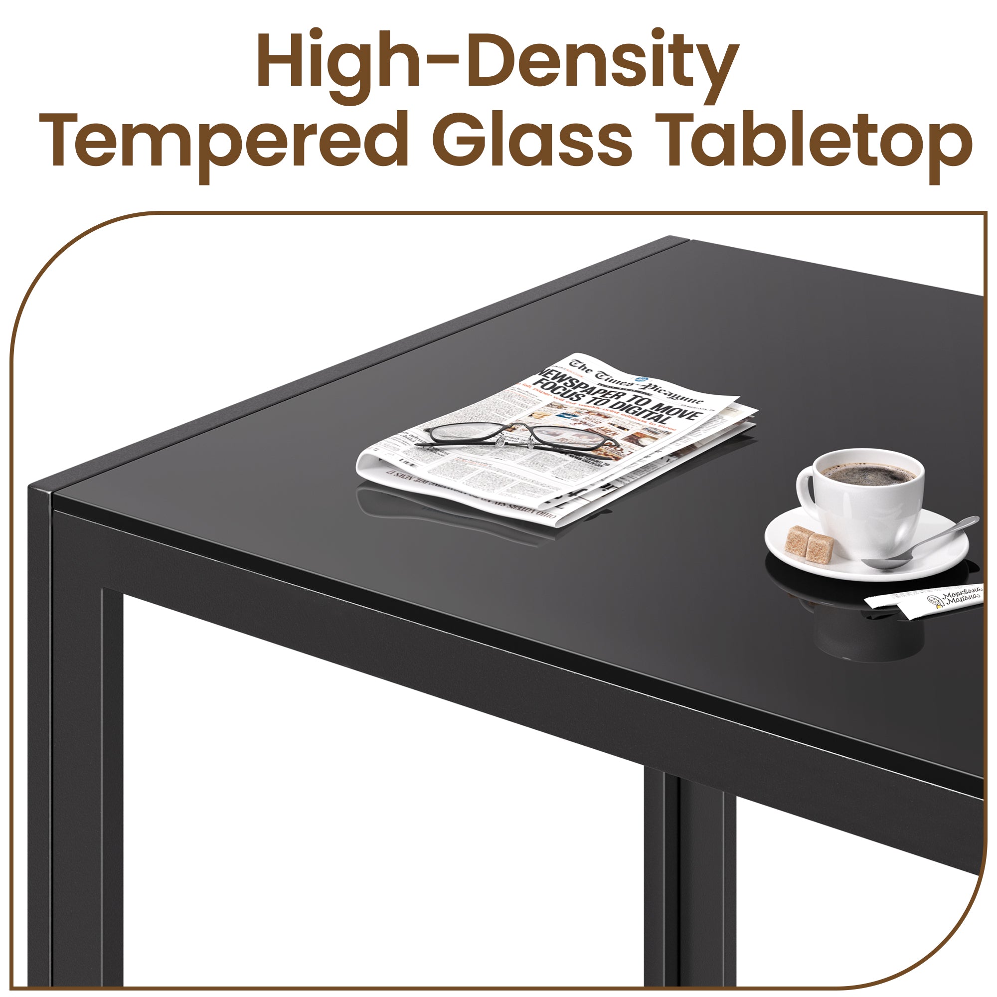 Bealife TB40 Rechteckiger Esstisch mit gehärtetem-Glas Tischplatte 120×70cm, wasserdicht und Hitzebeständig für kleine küche esszimmer