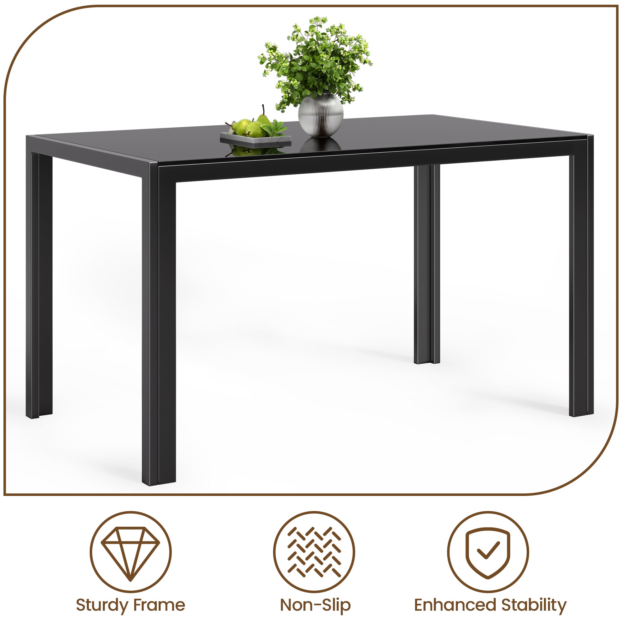 Bealife TB40 Rechteckiger Esstisch mit gehärtetem-Glas Tischplatte 120×70cm, wasserdicht und Hitzebeständig für kleine küche esszimmer