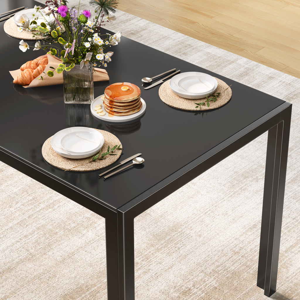 Bealife TB40 Rechteckiger Esstisch mit gehärtetem-Glas Tischplatte 120×70cm, wasserdicht und Hitzebeständig für kleine küche esszimmer