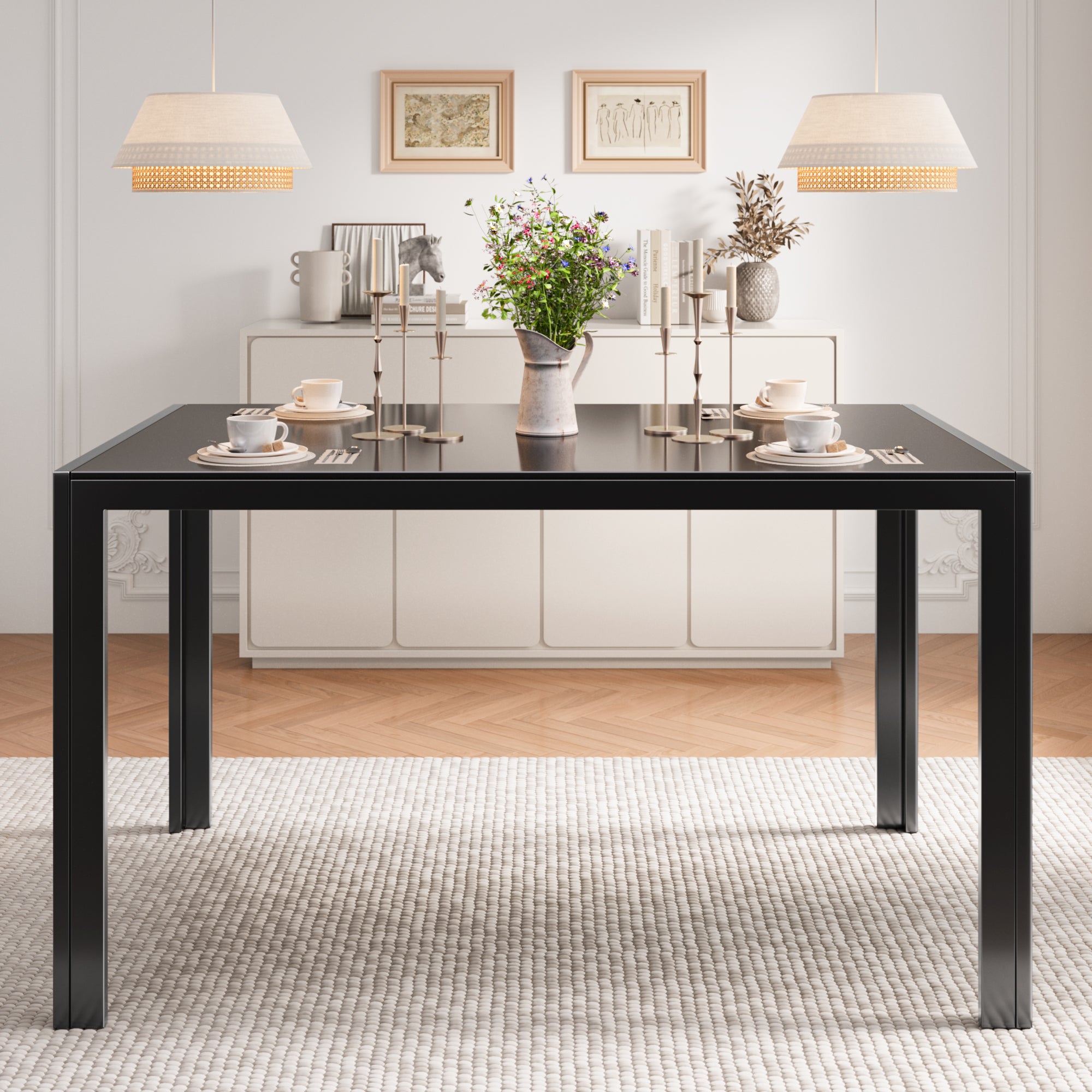 Bealife TB40 Rechteckiger Esstisch mit gehärtetem-Glas Tischplatte 120×70cm, wasserdicht und Hitzebeständig für kleine küche esszimmer