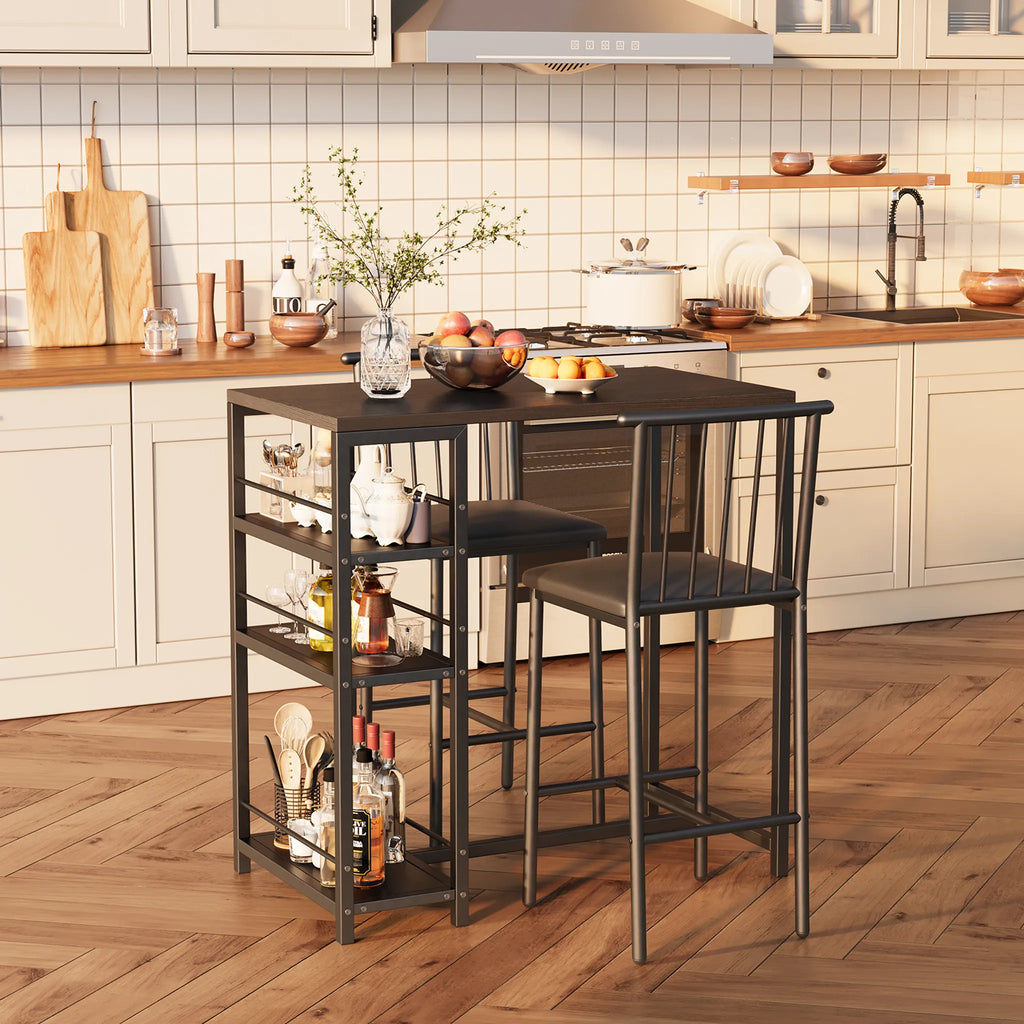 Bealife TB51 Bartisch Set für 2 Personen, 2 gepolsterte Hocker and 1 Bartisch für Küche/Bistro