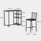 Bealife TB51 Bartisch Set für 2 Personen, 2 gepolsterte Hocker and 1 Bartisch für Küche/Bistro