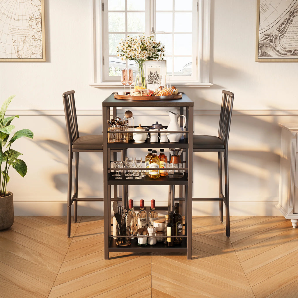 Bealife TB51 Bartisch Set für 2 Personen, 2 gepolsterte Hocker and 1 Bartisch für Küche/Bistro
