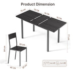 Bealfie TB78 Ausziehbaren Esstisch und 6 Stühle, 7-Teilige Essgruppe mit Metallrahmen für Esszimmer & Küche