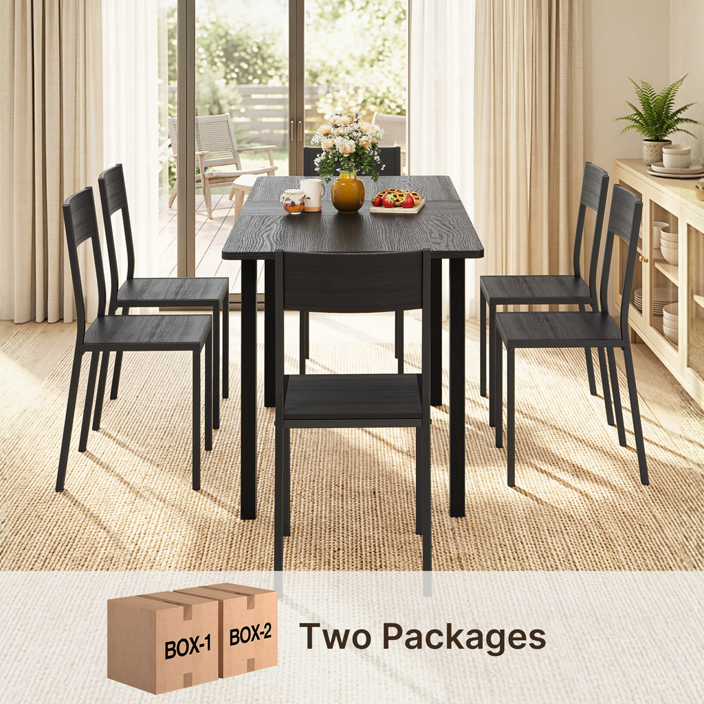 Bealfie TB78 Ausziehbaren Esstisch und 6 Stühle, 7-Teilige Essgruppe mit Metallrahmen für Esszimmer & Küche