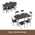 Bealfie TB78 Ausziehbaren Esstisch und 6 Stühle, 7-Teilige Essgruppe mit Metallrahmen für Esszimmer & Küche