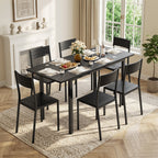 Bealfie TB78 Ausziehbaren Esstisch und 6 Stühle, 7-Teilige Essgruppe mit Metallrahmen für Esszimmer & Küche