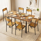 Bealfie TB78 Ausziehbaren Esstisch und 6 Stühle, 7-Teilige Essgruppe mit Metallrahmen für Esszimmer & Küche